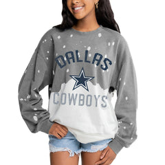 Dallas Cowboys Gameday Couture Women's Oversized Coin Toss Faded French Terry Tri-Blend Pullover Sweatshirt - Gray Pullover