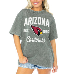 Arizona Cardinals Gameday Couture Women's Tackle Titan Boyfriend Washed T-Shirt - Gray T-shirts