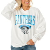 Carolina Panthers Gameday Couture Women's Oversized Yard Line Tri-Blend Pullover Sweatshirt - White Pullover