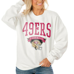 San Francisco 49ers Gameday Couture Women's Oversized Yard Line Tri-Blend Pullover Sweatshirt - White Pullover