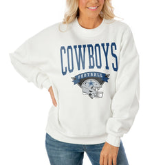 Dallas Cowboys Gameday Couture Women's Oversized Yard Line Tri-Blend Pullover Sweatshirt - White Pullover