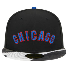 Chicago Cubs New Era Metallic Camo 59FIFTY Fitted Hat - Black Hats