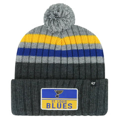 St. Louis Blues '47 Stack Patch Cuffed Knit Hat with Pom - Gray | US 200568094
