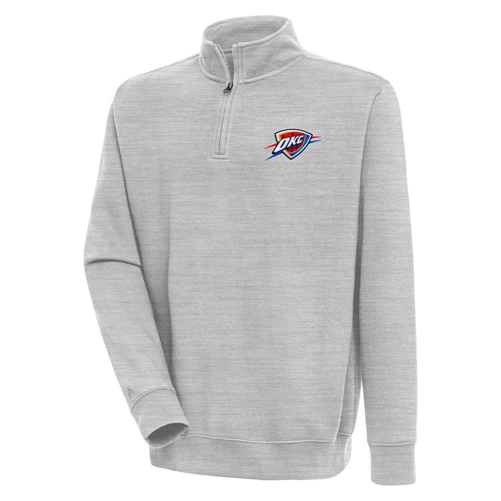 Oklahoma City Thunder Antigua Victory Quarter-Zip Pullover Top Heather Gray outlet