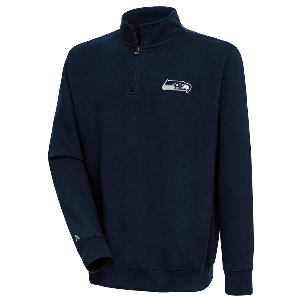 Seattle Seahawks Antigua Victory Quarter-Zip Pullover Top - College Navy Pullover