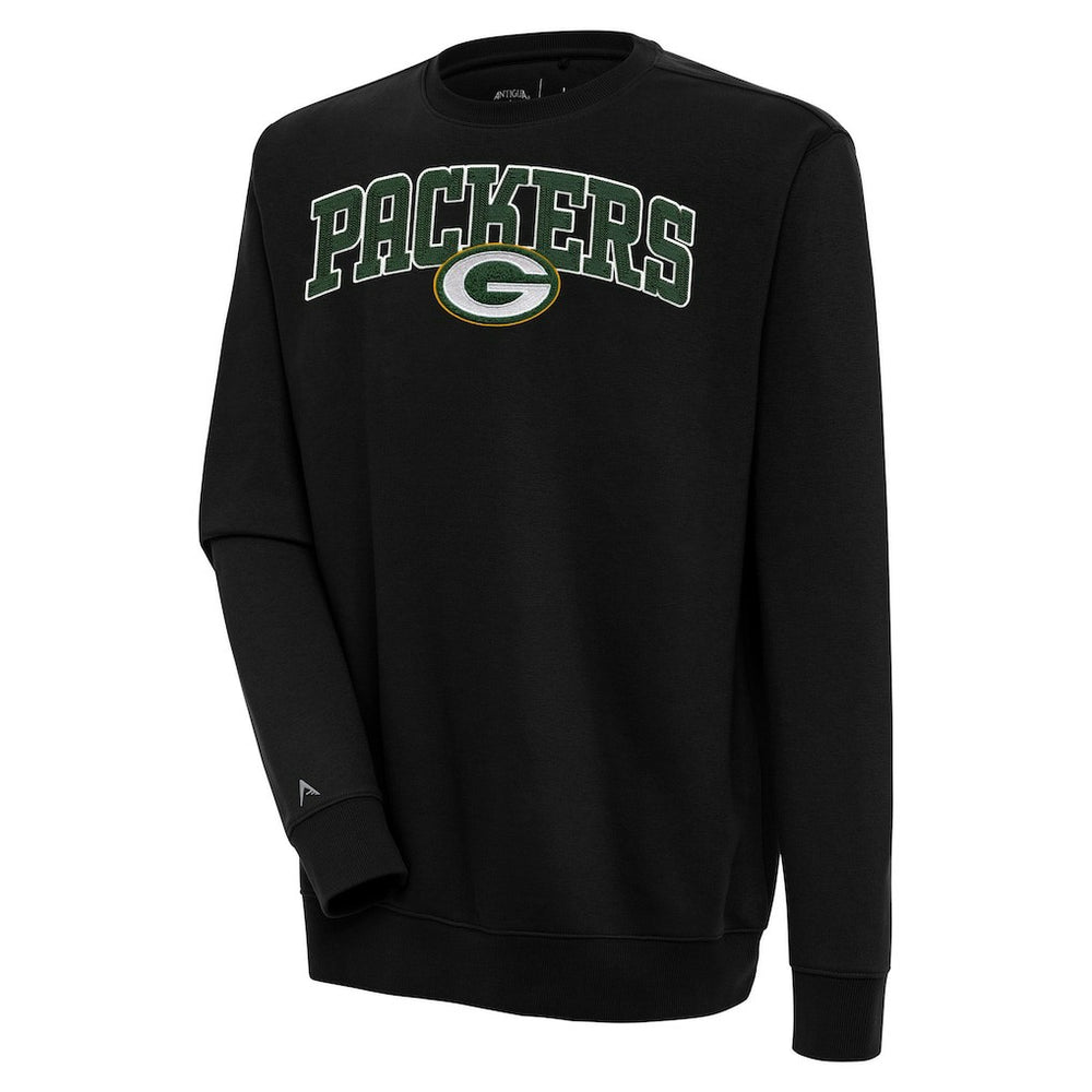 Green Bay Packers Antigua Victory Chenille Pullover Sweatshirt - Black Pullover