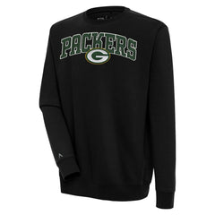 Green Bay Packers Antigua Victory Chenille Pullover Sweatshirt - Black Pullover