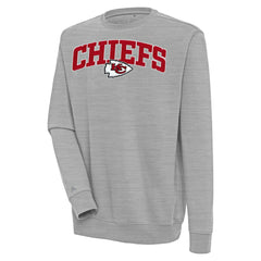 Kansas City Chiefs Antigua Victory Chenille Pullover Sweatshirt - Heather Gray Pullover