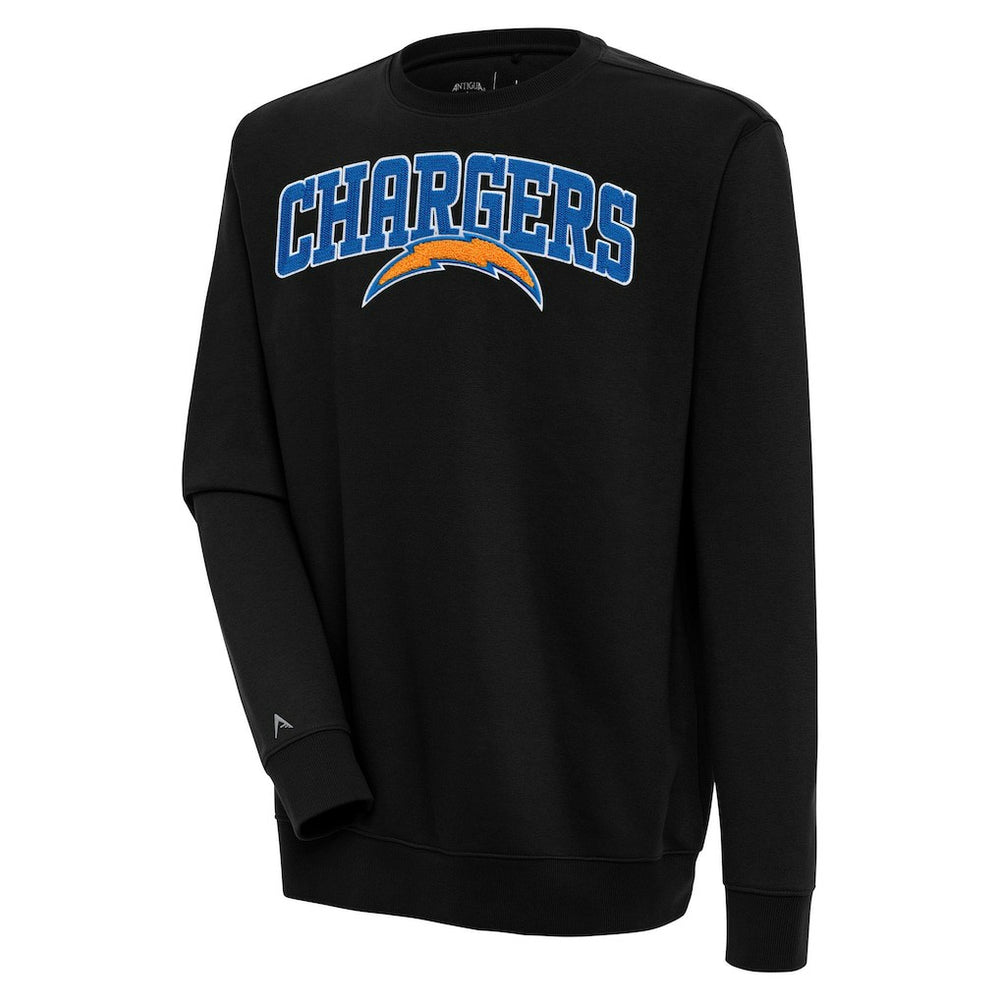 Los Angeles Chargers Antigua Victory Chenille Pullover Sweatshirt - Black Pullover