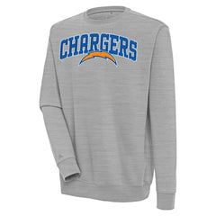 Los Angeles Chargers Antigua Victory Chenille Pullover Sweatshirt - Heather Gray Pullover
