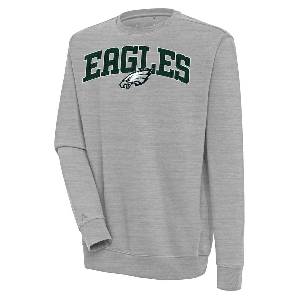 Philadelphia Eagles Antigua Victory Chenille Pullover Sweatshirt - Heather Gray Pullover
