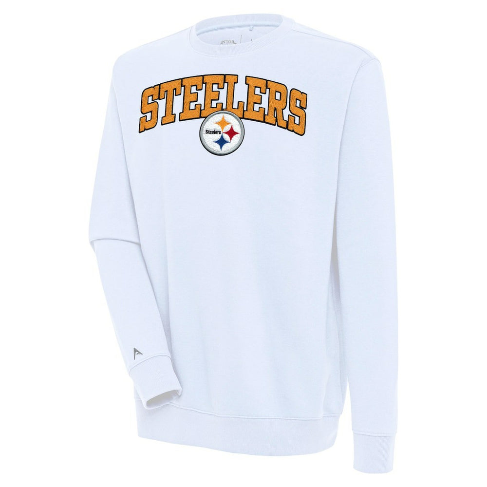 Pittsburgh Steelers Antigua Victory Chenille Pullover Sweatshirt - White Pullover