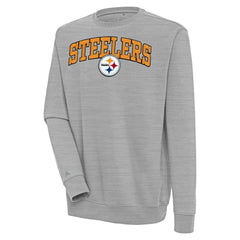 Pittsburgh Steelers Antigua Victory Chenille Pullover Sweatshirt - Heather Gray Pullover