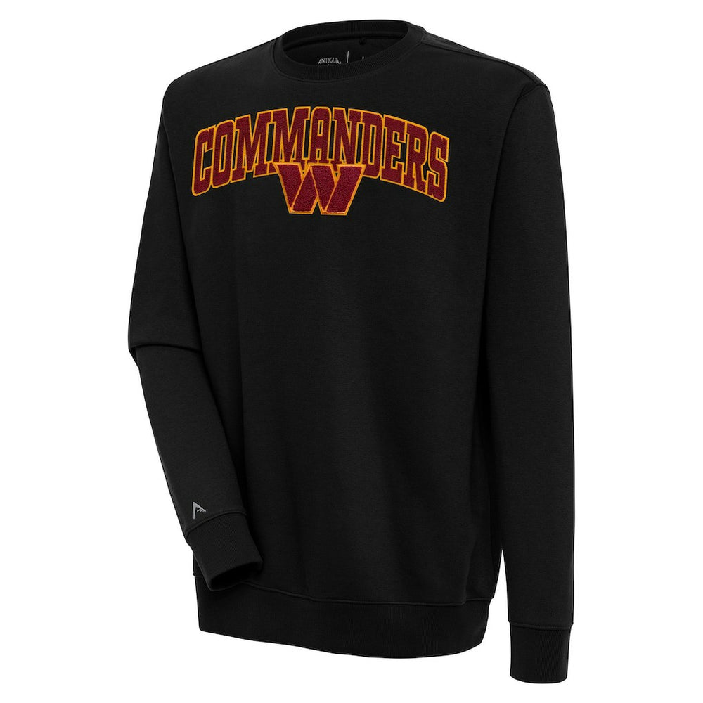 Washington Commanders Antigua Victory Chenille Pullover Sweatshirt - Black Pullover