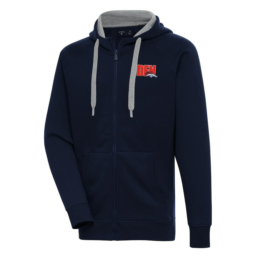Denver Broncos Antigua Victory Full-Zip Hoodie - Navy Hoodies