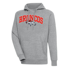 Denver Broncos Antigua Victory Pullover Hoodie - Heather Gray Hoodies