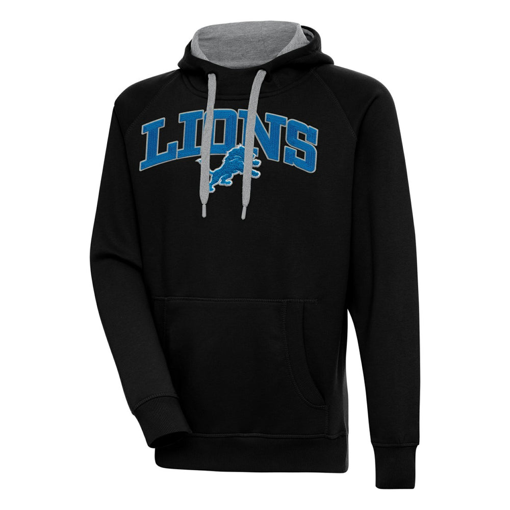 Detroit Lions Antigua Victory Pullover Hoodie - Black Hoodies