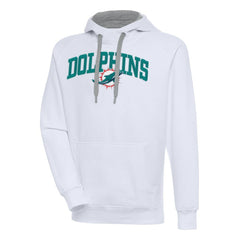 Miami Dolphins Antigua Victory Pullover Hoodie - White Hoodies