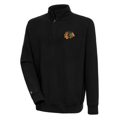 Chicago Blackhawks Antigua Victory Quarter-Zip Pullover Top - Black | US 200570719