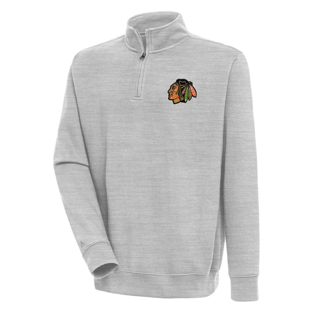 Chicago Blackhawks Antigua Victory Quarter-Zip Pullover Top - Heather Gray | US 200570720