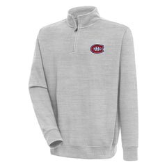 Montreal Canadiens Antigua Victory Quarter-Zip Pullover Top - Heather Gray | US 200570760