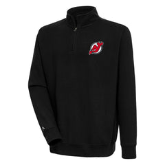 New Jersey Devils Antigua Victory Quarter-Zip Pullover Top - Black | US 200570766