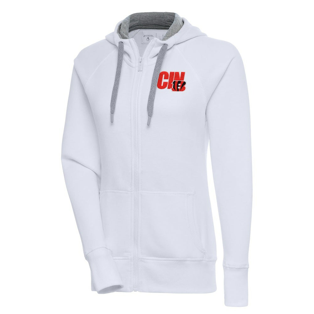 Cincinnati Bengals Antigua Women's Victory Full-Zip Hoodie - White Hoodies