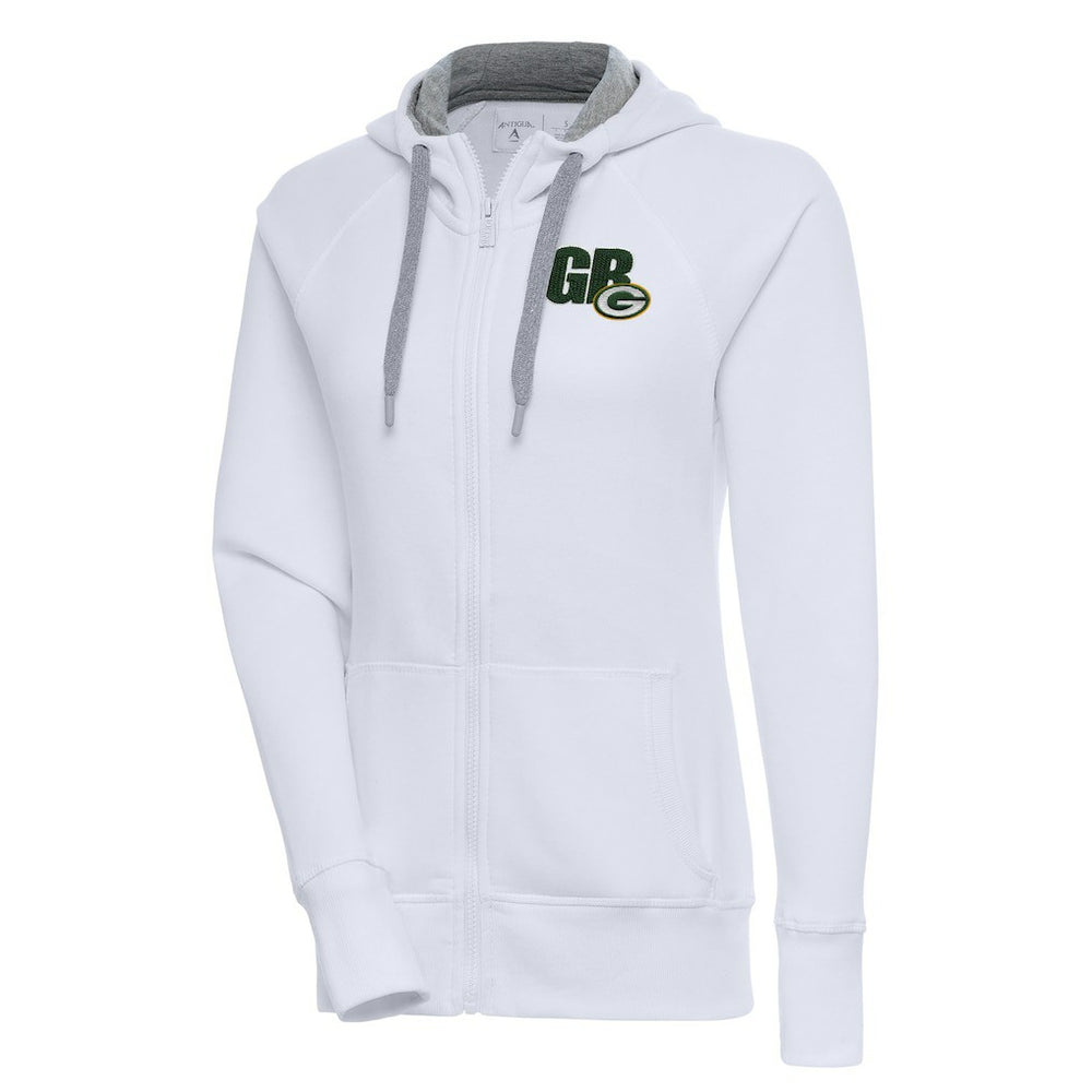 Green Bay Packers Antigua Women's Victory Full-Zip Hoodie - White Hoodies