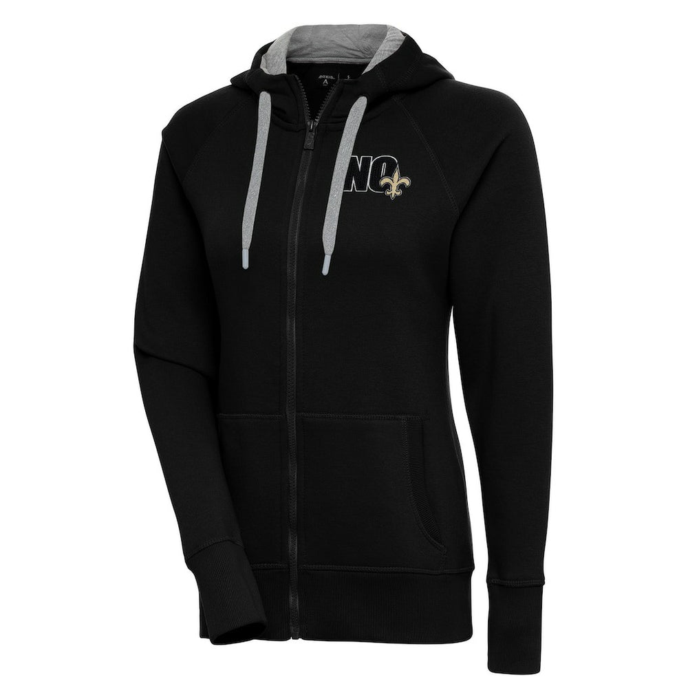 New Orleans Saints Antigua Women's Victory Full-Zip Hoodie - Black Hoodies