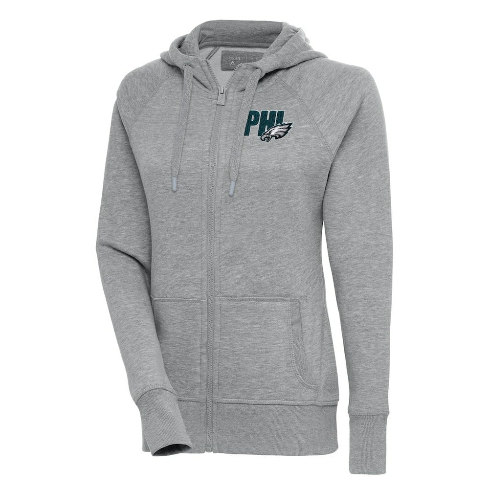 Philadelphia Eagles Antigua Women's Victory Full-Zip Hoodie - Heather Gray Hoodies