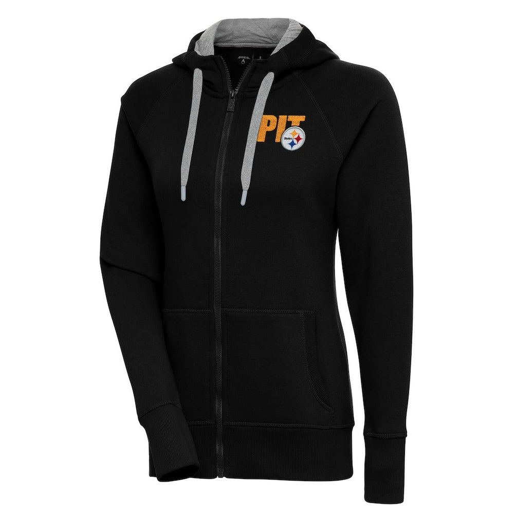 Pittsburgh Steelers Antigua Women's Victory Full-Zip Hoodie - Black Hoodies