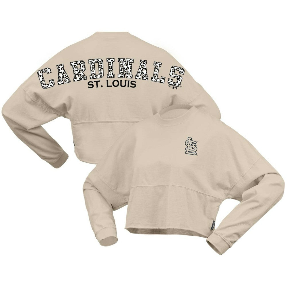 St. Louis Cardinals Fanatics Women's Long Sleeve Cropped Jersey T-Shirt - Cream Jerseys