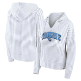 Tennessee Titans Women's Striped Notch Neck Pullover Hoodie - White/Gray Hoodies