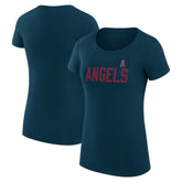 Los Angeles Angels G-III 4Her by Carl Banks Women's Super-Slim Fit Lightweight Dot Print T-Shirt - Navy T-shirts
