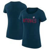 Washington Nationals G-III 4Her by Carl Banks Women's Super-Slim Fit Lightweight Dot Print T-Shirt - Navy T-shirts