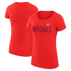 Washington Nationals G-III 4Her by Carl Banks Women's Super-Slim Fit Lightweight Dot Print T-Shirt - Red T-shirts
