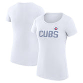 Chicago Cubs G-III 4Her by Carl Banks Women's Super-Slim Fit Lightweight Dot Print T-Shirt - White T-shirts