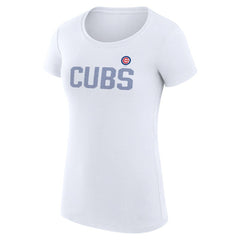 Chicago Cubs G-III 4Her by Carl Banks Women's Super-Slim Fit Lightweight Dot Print T-Shirt - White T-shirts