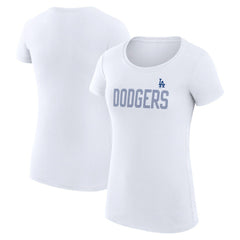 Los Angeles Dodgers G-III 4Her by Carl Banks Women's Super-Slim Fit Lightweight Dot Print T-Shirt - White T-shirts