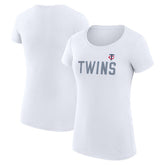 Minnesota Twins G-III 4Her by Carl Banks Women's Super-Slim Fit Lightweight Dot Print T-Shirt - White T-shirts