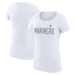 Seattle Mariners G-III 4Her by Carl Banks Women's Super-Slim Fit Lightweight Dot Print T-Shirt - White T-shirts