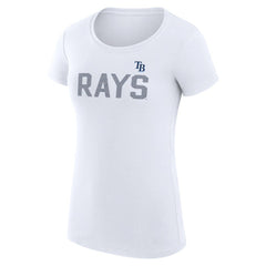 Tampa Bay Rays G-III 4Her by Carl Banks Women's Super-Slim Fit Lightweight Dot Print T-Shirt - White T-shirts