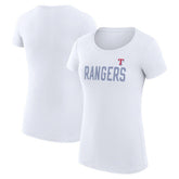 Texas Rangers G-III 4Her by Carl Banks Women's Super-Slim Fit Lightweight Dot Print T-Shirt - White T-shirts