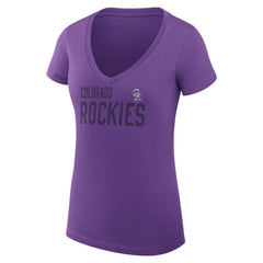 Colorado Rockies G-III 4Her by Carl Banks Women's Super-Slim Fit Lightweight Dot Print V-Neck T-Shirt - Purple T-shirts