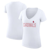 St. Louis Cardinals G-III 4Her by Carl Banks Women's Super-Slim Fit Lightweight Dot Print V-Neck T-Shirt - White T-shirts