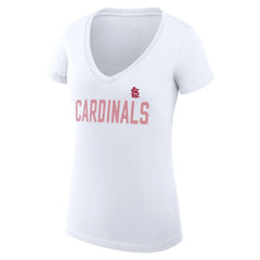 St. Louis Cardinals G-III 4Her by Carl Banks Women's Super-Slim Fit Lightweight Dot Print V-Neck T-Shirt - White T-shirts