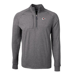 Kansas City Chiefs Cutter & Buck Big & Tall Adapt Eco Knit Quarter-Zip Pullover Top - Heather Black Pullover