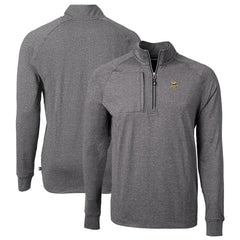 Minnesota Vikings Cutter & Buck Big & Tall Adapt Eco Knit Quarter-Zip Pullover Top - Heather Black Pullover