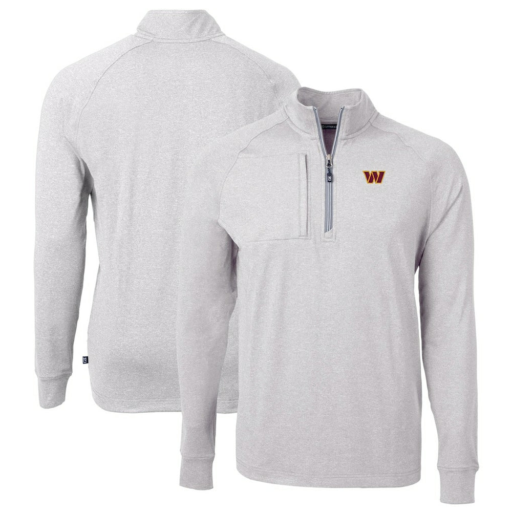 Washington Commanders Cutter & Buck Big & Tall Adapt Eco Knit Quarter-Zip Pullover Top - Heather Gray Pullover