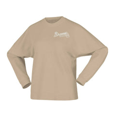 Atlanta Braves Fanatics Women's Branded Fleece Pullover Sweatshirt - Tan Pullover